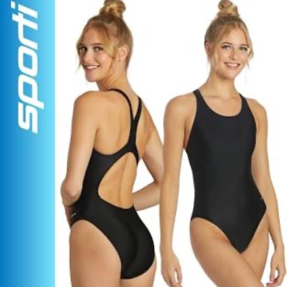 Sporti Solid Wide Strap One Piece Training Swimsuit - Picture 1 of 6